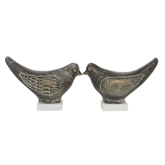 Set of 2 Ceramic Coastal Bird Sculpture, 16.75